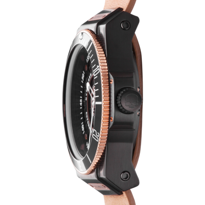 Sportivo Black Brown Nato watch by PrimeCanada.Store with black dial and brown NATO strap