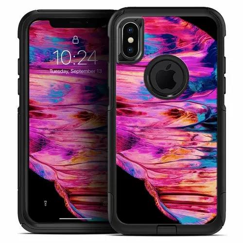 Liquid Abstract Paint V68 iPhone OtterBox skin kit by PrimeCanada.Store, vibrant pink, purple and blue abstract design