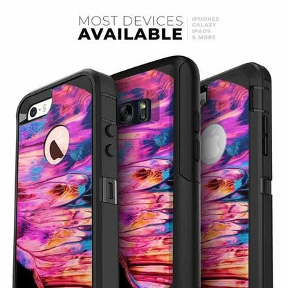 Liquid Abstract Paint V68 skin kit for iPhone OtterBox cases with vibrant pink, purple and blue abstract design.