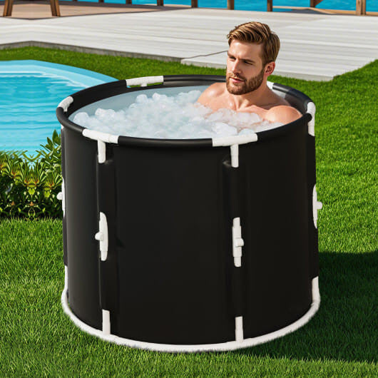 66 Gal Foldable Ice Bath Tub with Lid for Adult-0