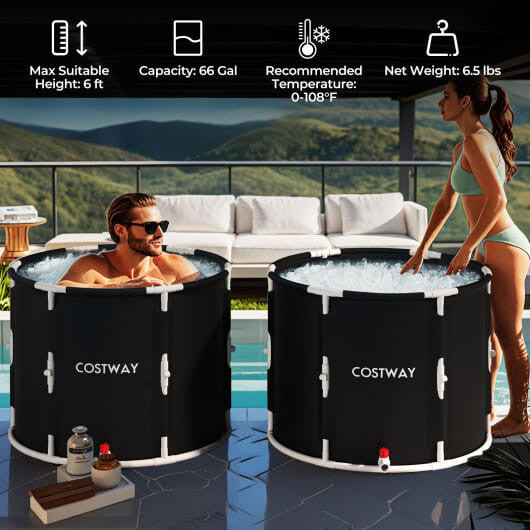 66 Gal Foldable Ice Bath Tub with Lid for Adult-3
