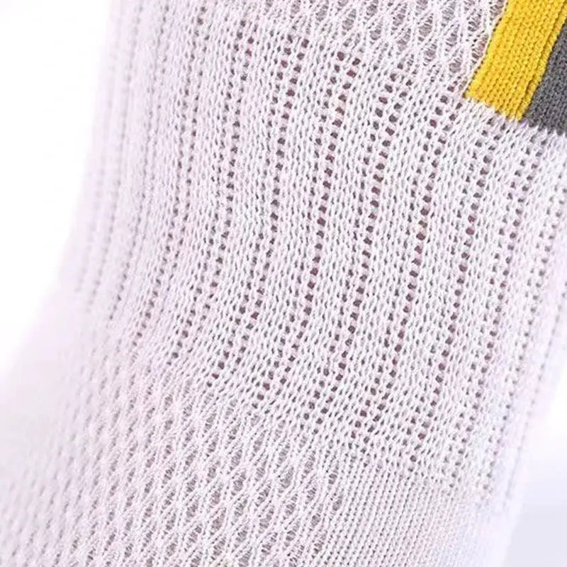 Men's cotton ankle socks; breathable mesh knit, white with subtle gray accents