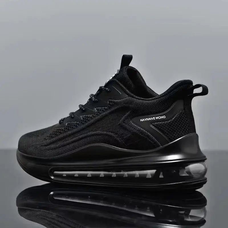 Men's running sneakers NAVNAVE WONG in black with breathable mesh upper and visible air-cushioned sole