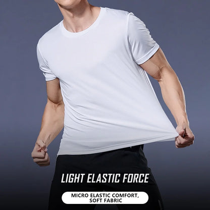 Men's Quick Dry T-Shirt in white; lightweight fabric with micro elastic comfort and soft fabric for active wear