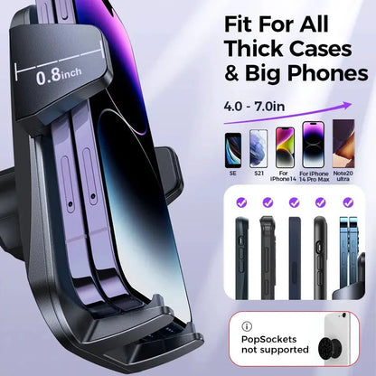 Joyroom upgraded car phone holder for thick cases and big phones, hands-free air-vent mount