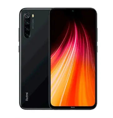 Xiaomi Redmi Note 8 smartphone in black with vertical quad-camera array