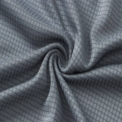 Men's Quick Dry T-Shirt gray grid-pattern fabric close-up