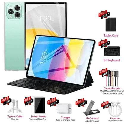 Pad 15 Pro 11 Inch Tablet mint green back with keyboard case and free gifts