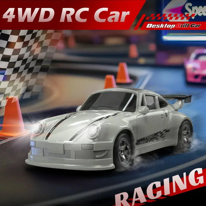 KF20 1/64 High Speed Drift RC Car, white 4WD desktop racing model with spoiler