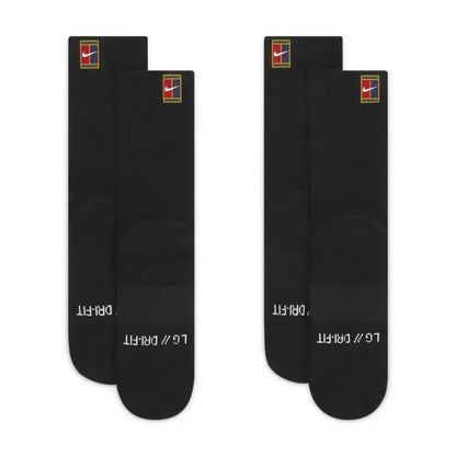 Nike unisex thick-pile terry-sole sports socks, black, non-slip, breathable, 2 pairs