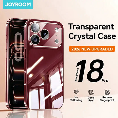 Joyroom crystal transparent PC case for iPhone 18 Pro with anti-yellowing lens protection