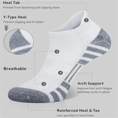Breathable cushioned athletic ankle socks by PrimeCanada.Store with extra padding in white and grey heel and toe