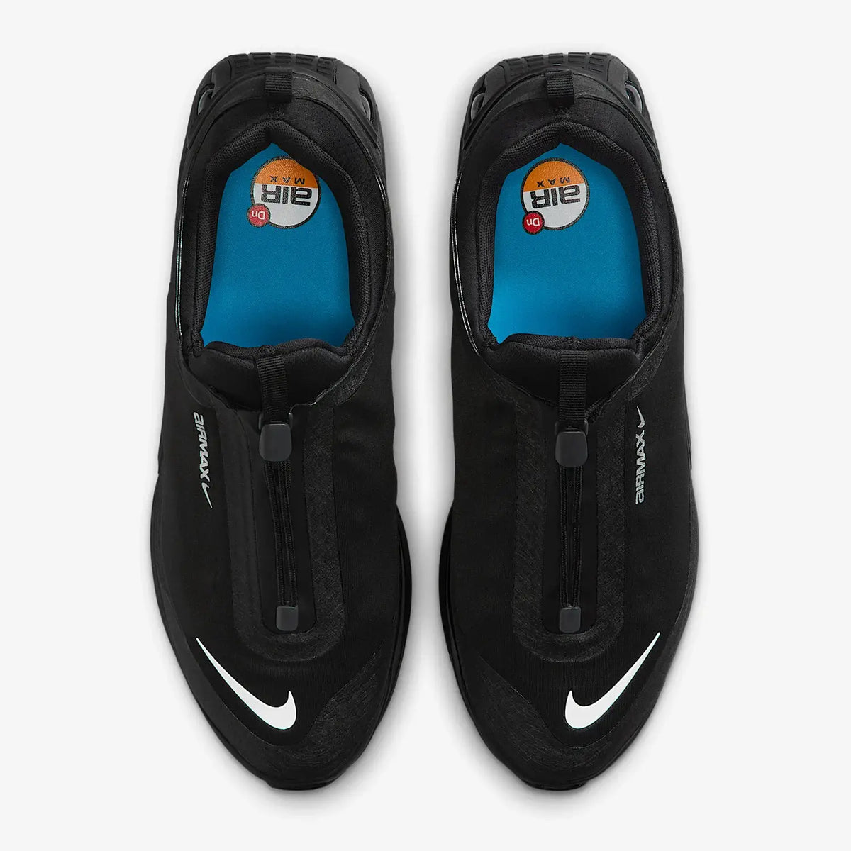 Nike Air Max Dn Roam black low-cut sneakers, blue interior, pair