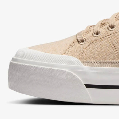 Nike Court Legacy Lift women's beige canvas sneakers with white platform sole
