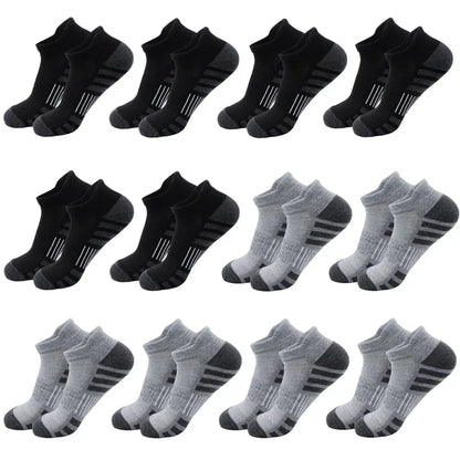 Breathable Cushioned Athletic Ankle Socks set in black and gray with extra padding; PrimeCanada.Store