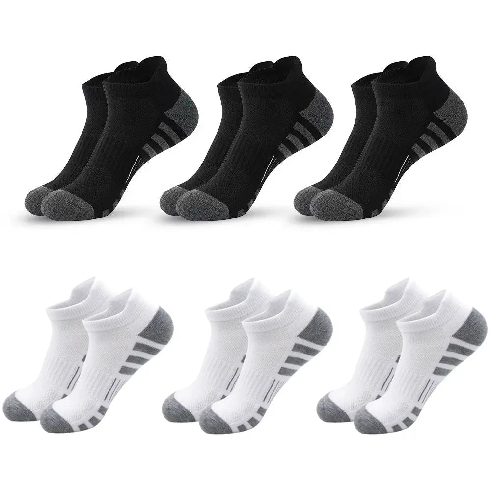 Breathable cushioned athletic ankle socks, set of six in black and white - PrimeCanada.Store