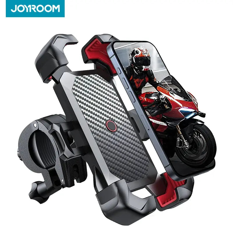 Joyroom bike phone holder universal handlebar mount for 4.7–7 in phones, carbon panel, 360° rotation