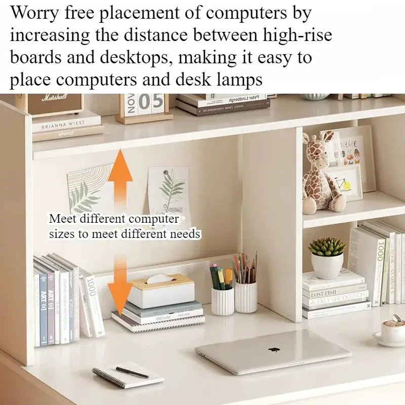 Home Desk Bookcase Integrated Simple Desktop Student white desk with built-in shelves
