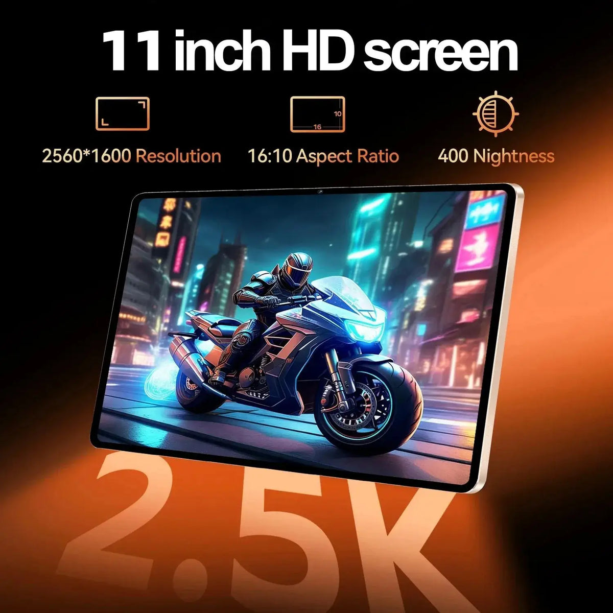 11-inch Android tablet with HD screen and slim metal frame
