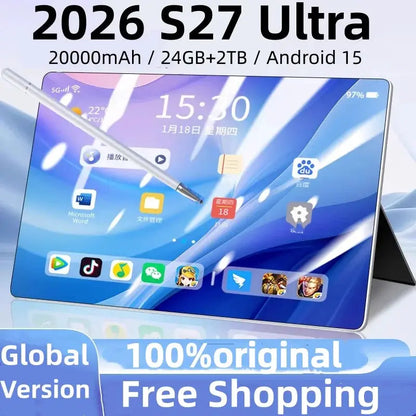 2026 S27 Ultra Tablet with stylus, Android OS, silver body, PrimeCanada.Store