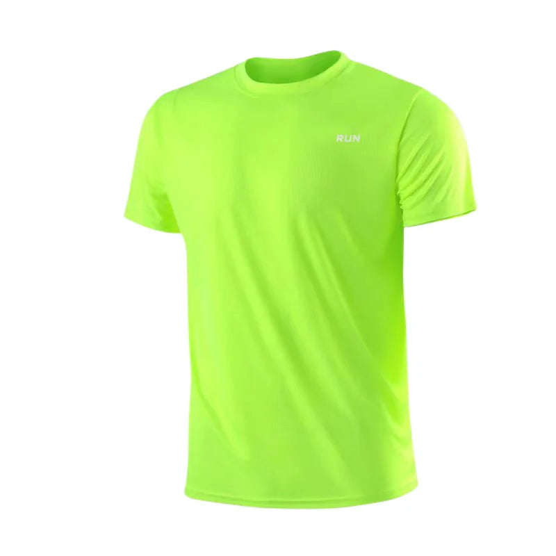 Men's Quick Dry T-Shirt in neon lime, engineered for active wear with lightweight breathable fabric