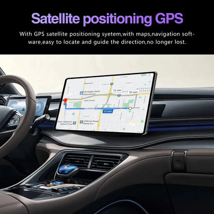 Pad 15 Pro 11in tablet mounted on car dashboard displaying GPS navigation map