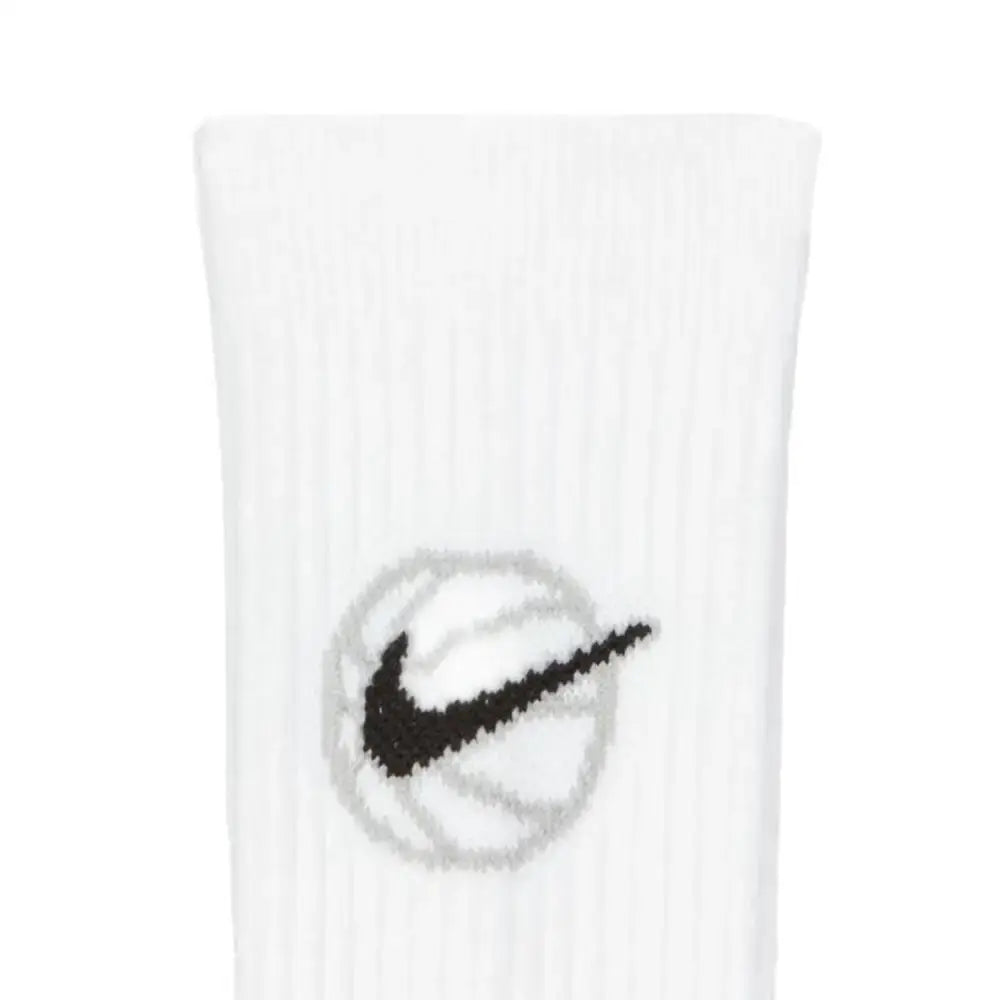 Nike Everyday Crew white unisex basketball socks with black swoosh logo