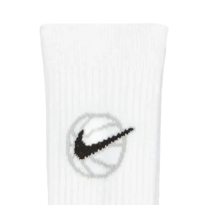 Nike Everyday Crew white unisex basketball socks with black swoosh logo
