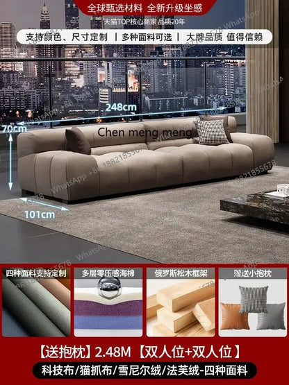 Y183 corner puff living room sofa futon, modern Nordic sectional in beige fabric with cushions