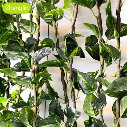 Artificial trailing plant by Zhanglin with green variegated leaves and aged appearance