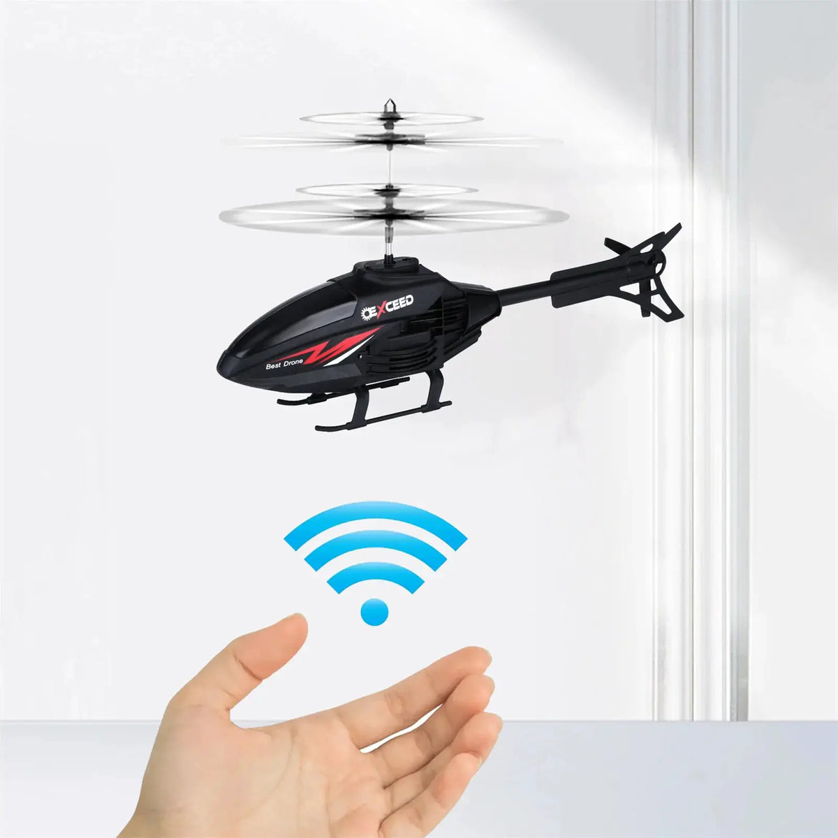 Exceed RC helicopter toy for kids, black mini helicopter with spinning rotor blades