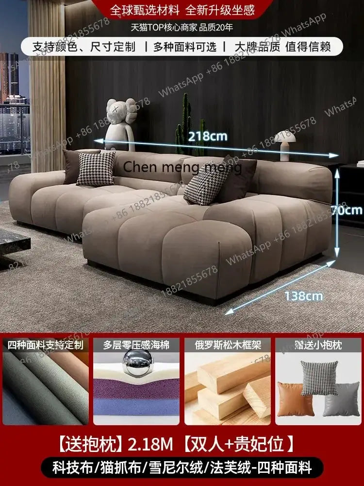 Y183 Corner Puffs L-shaped sectional sofa in beige fabric by PrimeCanada.Store, modern Nordic design.