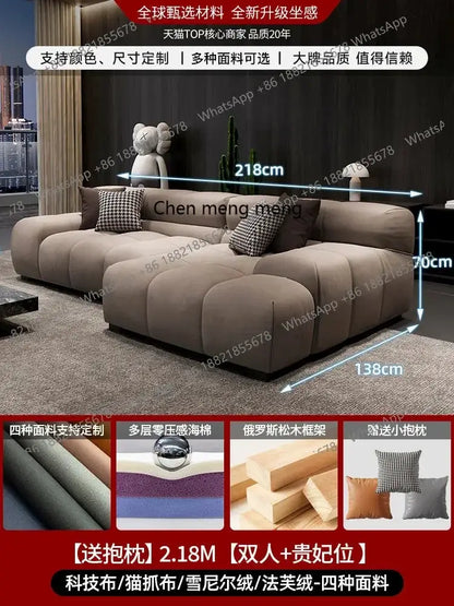 Y183 Corner Puffs L-shaped sectional sofa in beige fabric by PrimeCanada.Store, modern Nordic design.