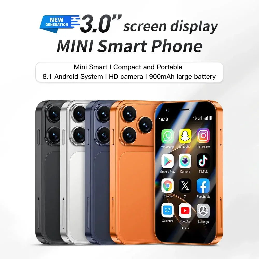 ONEMYTH A17 Mini Android smartphone, 3.0 inch display, orange color, dual SIM, 2GB RAM, 16GB ROM, five color variants