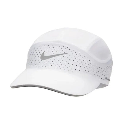 Nike white baseball cap with perforated mesh panels and curved brim