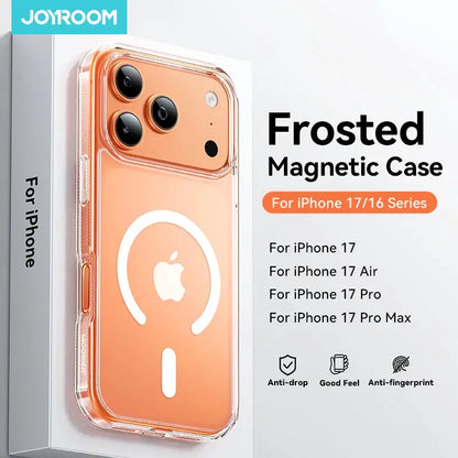 Joyroom frosted magnetic case for iPhone 17 Pro Max; transparent cover