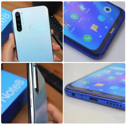 Xiaomi Redmi Note 8 Global Firmware Smartphone with blue gradient glass back and quad-camera module