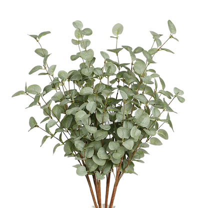 Artificial eucalyptus stems with dusty green, coin-shaped leaves for vase decor