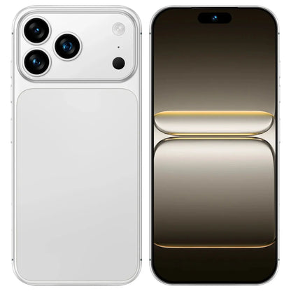 i17 Pro Max smartphone, silver, dual-camera rear and front display shown (2 devices)