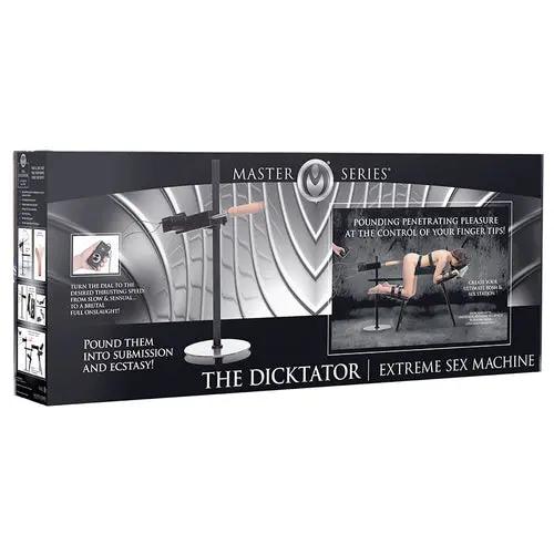 Dicktator Extreme Sex Machine Master Series packaging in black and silver