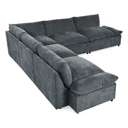 LuneluX_Home – 115.5" Modular Deep Gray Sectional Sofa with Storage &