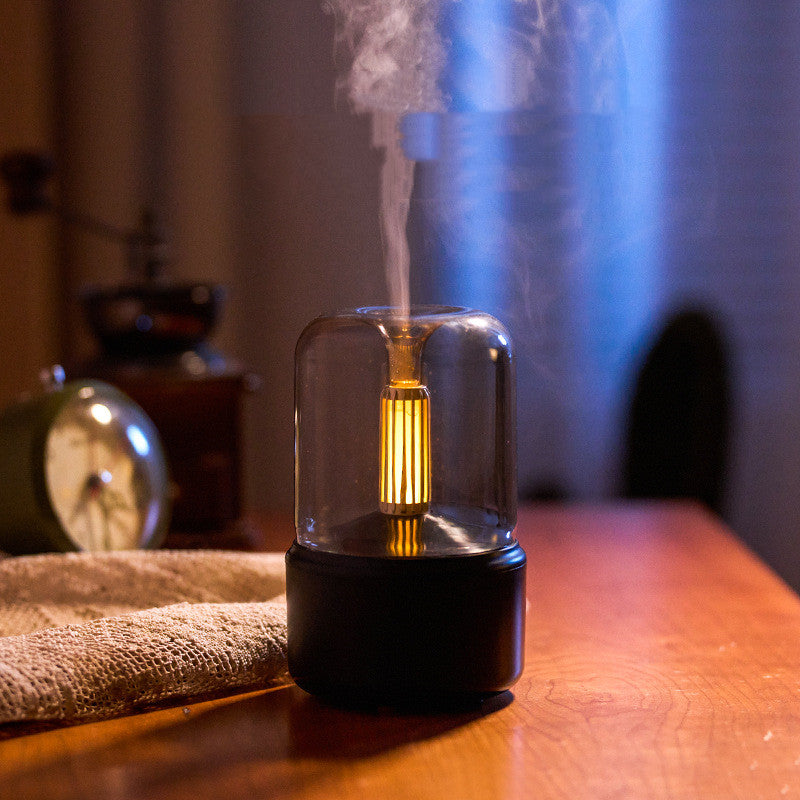 Humidificador Luz Ambiente Difusor de Aroma Luz de Vela Portátil