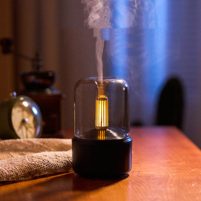 Humidificador Luz Ambiente Difusor de Aroma Luz de Vela Portátil