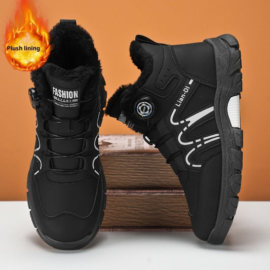 Warm Martin Boots, black, British-inspired, plush lining, AdTec pair