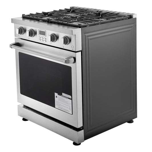 Cuisinière à gaz de 30 pouces, 4 brûleurs scellés, four à convection en acier inoxydable