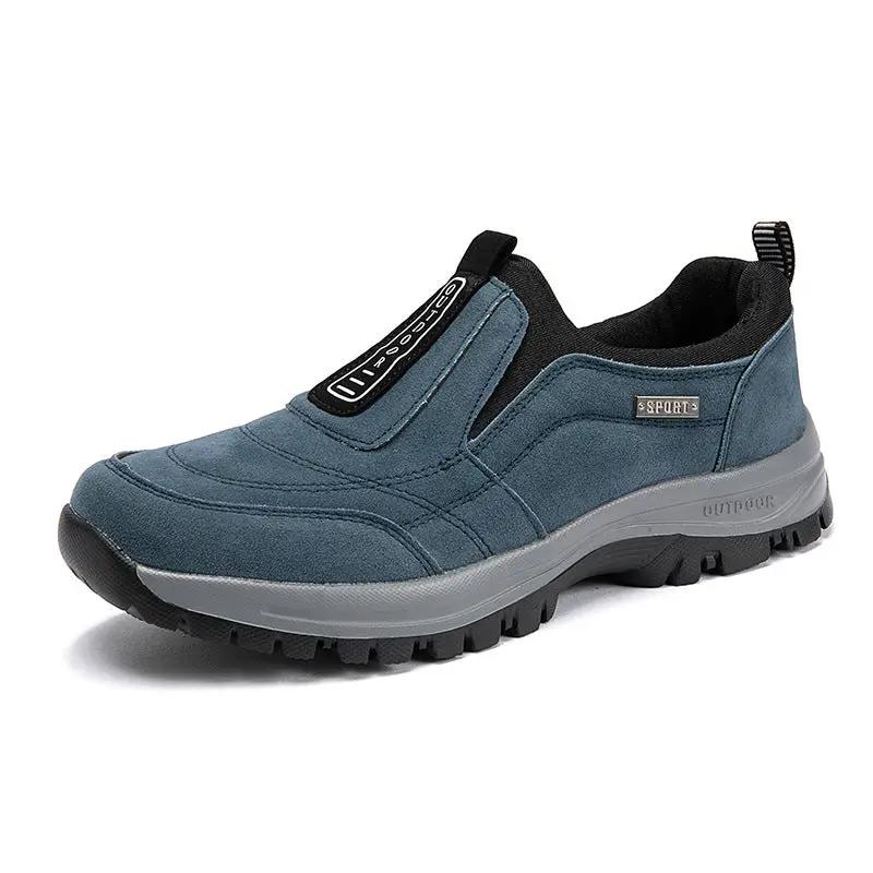 AdTec men's lightweight outdoor climbing boots in blue-gray with rugged lug outsole.