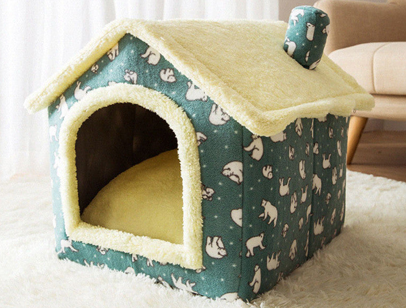 Casa de perro plegable Cama para mascotas Gato de invierno Villa para perros Cama para dormir extraíble Nido Cálido Cueva cerrada Sofá Suministros para mascotas