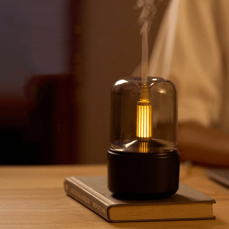 Humidificador Luz Ambiente Difusor de Aroma Luz de Vela Portátil