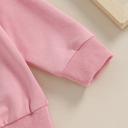 Baby Girl Solid Color Letters Embroidered Sweater Long Sleeve Trousers Suit