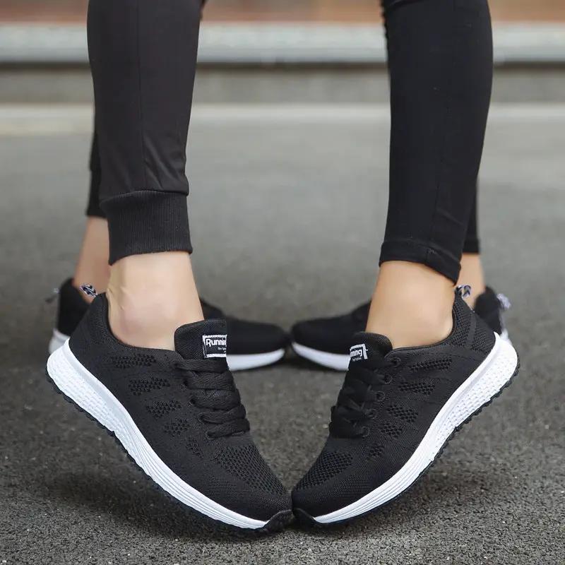 Women’s sport sneakers AdTec in black mesh with white sole